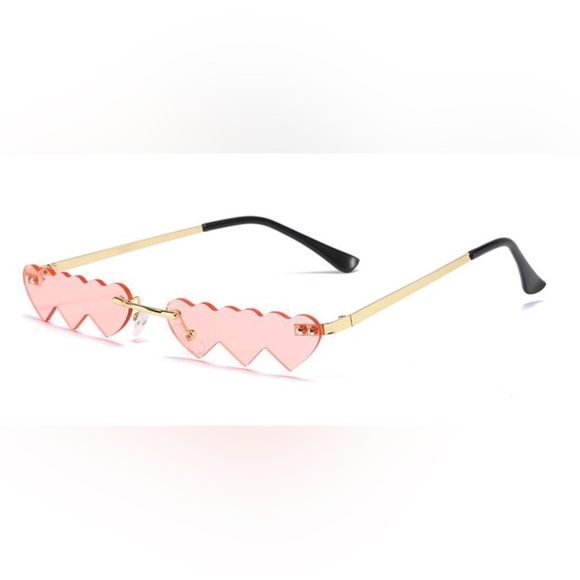 Pink Heart-Edge Rimless Sunglasses - Picture 2 of 2